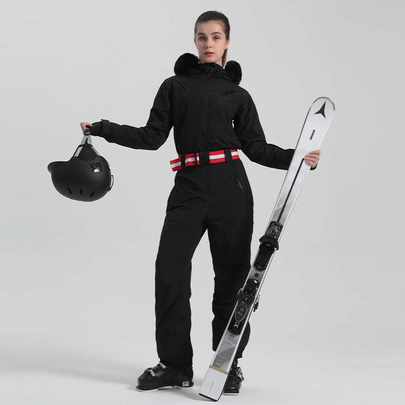 gsousnow连体滑雪服套装女专业纯色防水双板夹棉滑雪衣裤户外装备