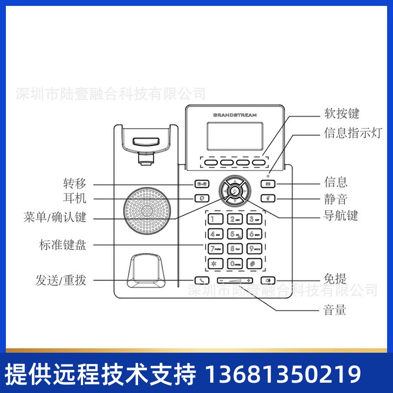 潮流IP电话机 GRP2601办公&酒店基础款固定话机 网络电话机 - 图1