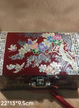 扬州漆器非遗手工彩绘螺钿首饰盒