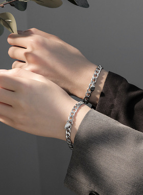 小众心心相吸磁铁一对不褪色手链