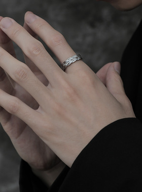 原创钛钢戒指男潮不褪色复古高级