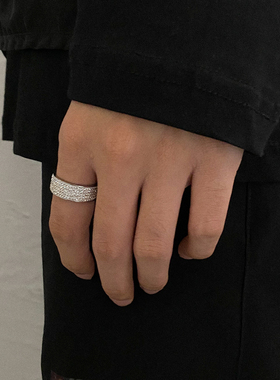 戒指男潮ins小众设计微镶满钻银河轻奢冷淡风女时尚个性食指指环