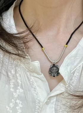 银曜石九尾狐双面猫眼天然项链