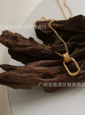 饰品欧美几何新年款钛钢镀金项链