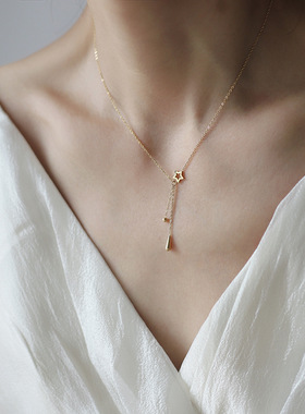 项链简约高级感星星流苏水滴配饰女款 钛钢锁骨链流星雨 XL619