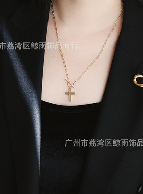 欧美十字架钛钢不掉色锁骨链