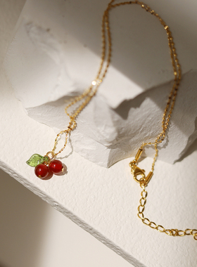 红玉髓手工满天星锁骨链钛钢镀