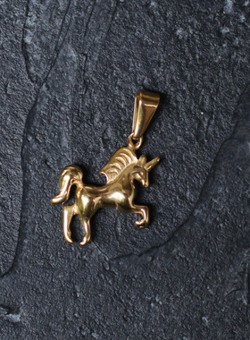 单吊坠欧美独角兽飞马钛钢镀金