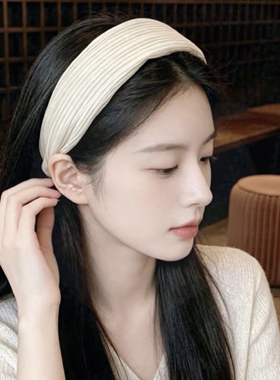 韩国博主同款宽边发箍女2026新款外出发卡高颅顶时尚温柔发饰头箍
