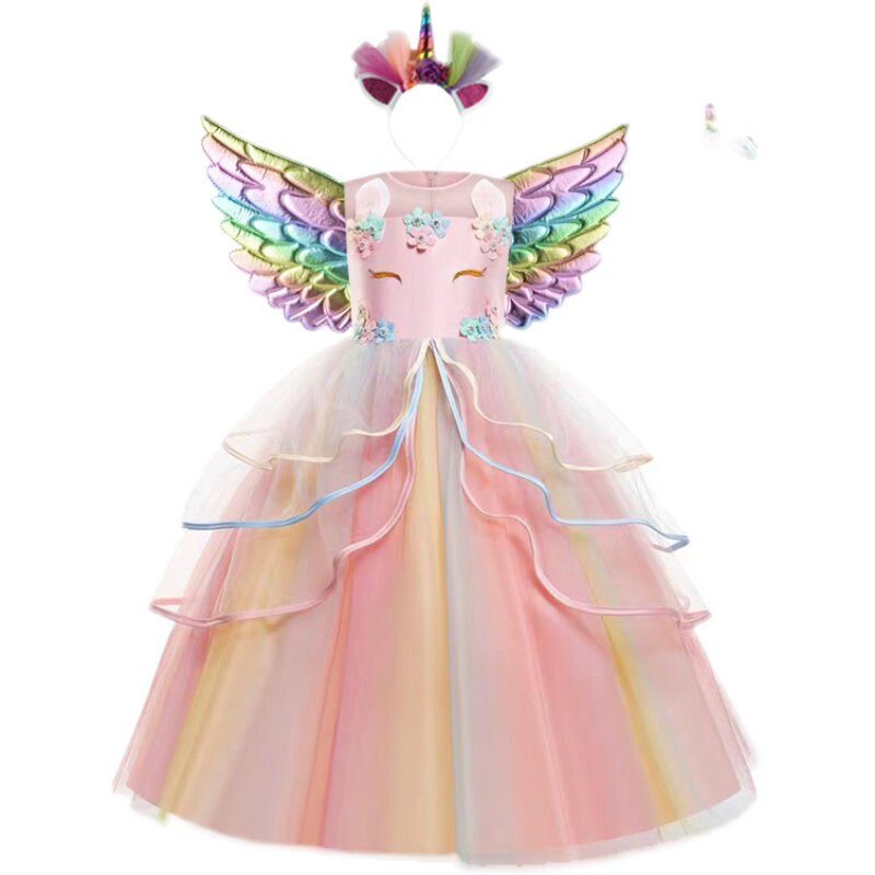 女童拖地礼服长纱裙六一儿童万圣节演出服装小马宝莉生日连衣裙夏