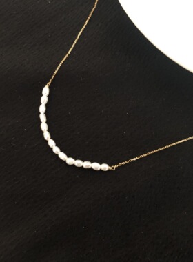 爱笑女孩米粒珍珠金属尺寸锁骨链