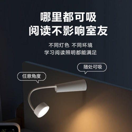 小台灯学习阅读宿舍灯卧室床头学生看书灯充电迷你便携手电筒夜灯 - 图2