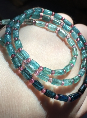 蓝色渐变回纹近玻璃体桶珠现货