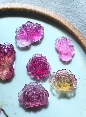 碧玺西瓜裸石苏工雕刻私家定制