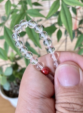 半两温柔·朱砂痣·白水晶圆珠手链女单圈手串细款透明白色串珠