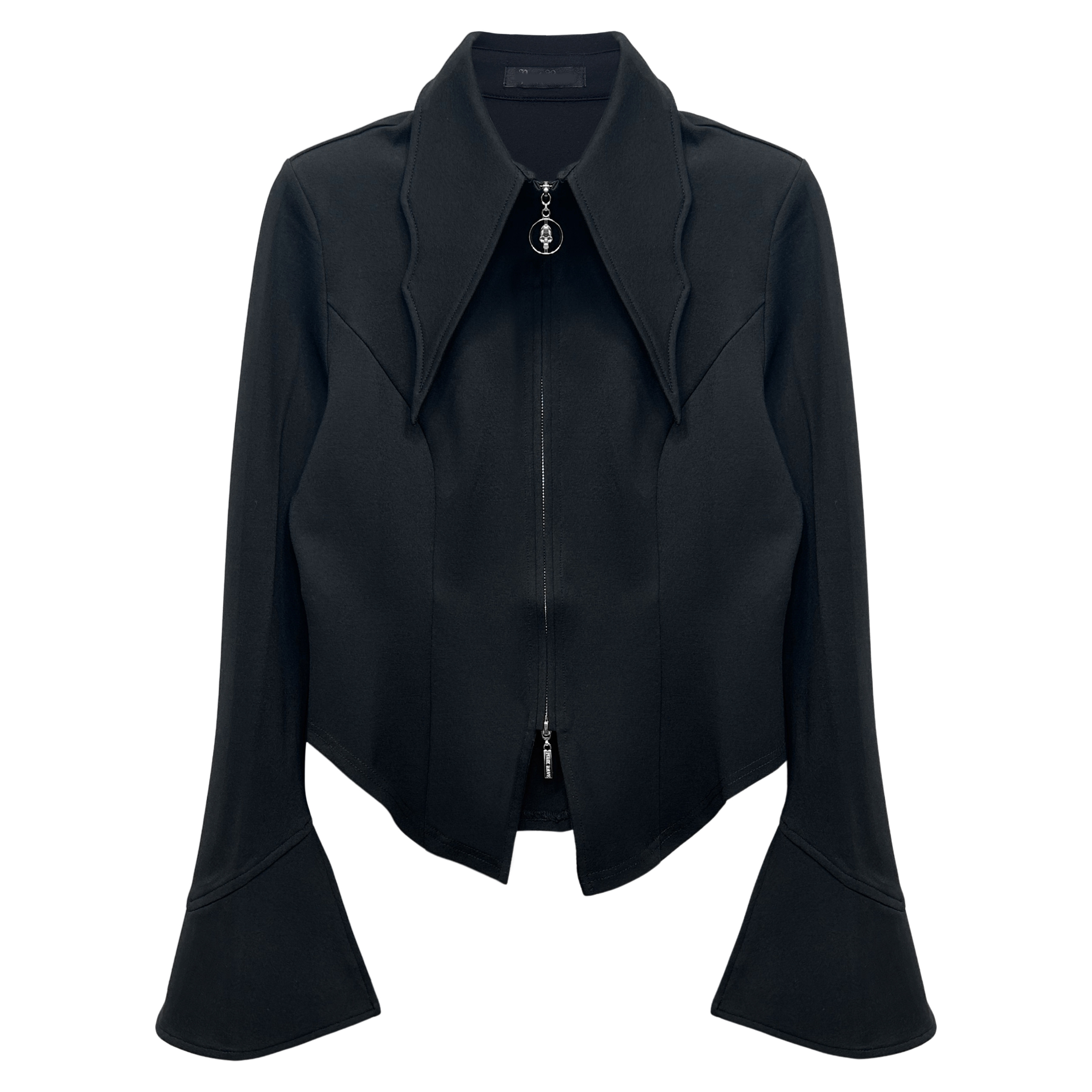 品牌单|黑色收腰短外套女喇叭袖拉链设计感显瘦气质外套,淘宝优惠券,粉丝福利购,淘宝优惠卷