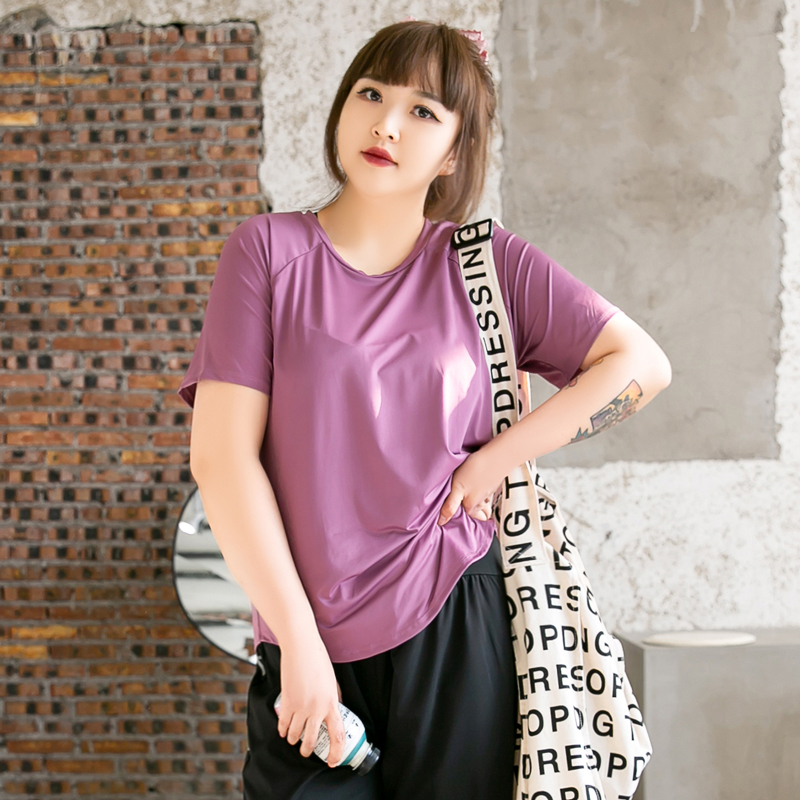特大码健身衣女200斤宽松短袖上衣速干衣胖mm瑜伽服t恤跑步运动装,淘宝优惠券,粉丝福利购,淘宝优惠卷