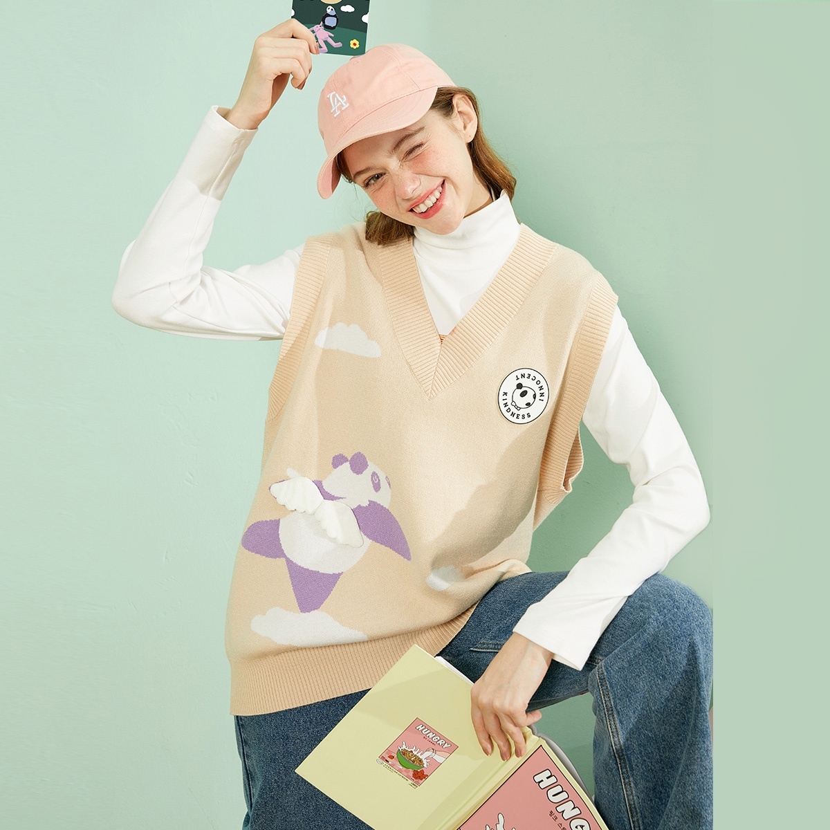 【29/件】EPTISON毛衣女2024冬季新款学院风潮流休闲提花针织马甲 - 图0