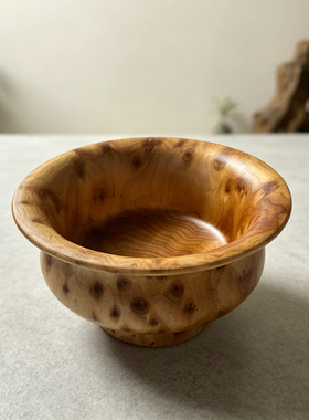实木榴花碗藏碗木制一体手工制作