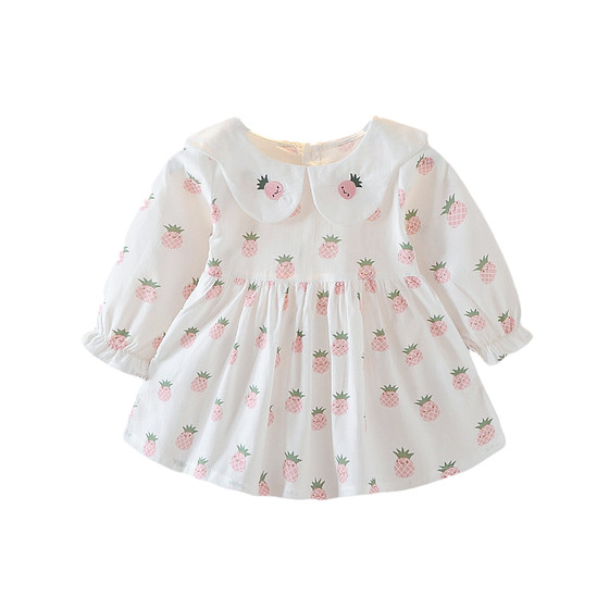 Baby long-sleeved dress spring and summer pure cotton thin baby style