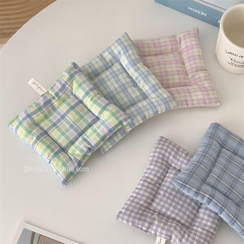 ins格子布艺夹棉吸水杯垫拍照氛围装饰道具餐桌隔热垫碗盘垫餐垫 - 图2