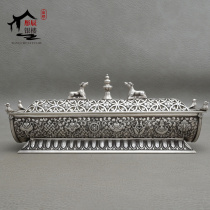 Pure silver 999 8 auspicious sleeping incense stove Home Indoor retro Tibet line horizontal incense box foot silver pendulum gift giving