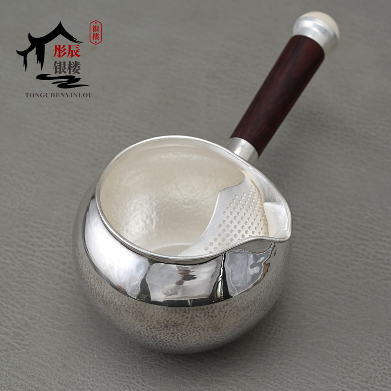 高档围炉银壶 纯银侧把泡茶壶手工一张打家用茶道煮茶壶999烧水壶