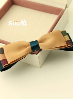 蝴蝶结发夹格子发饰儿童韩版简约