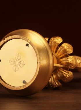 藏式八瑞物摆件复古鎏铜合金家用吉祥八宝莲花法轮摩尼宝集合30cm