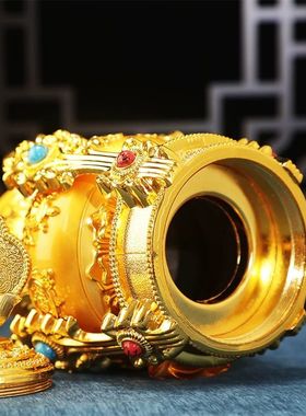 八宝吉祥宝瓶藏式鎏金民族风室内供具用品桌面摆件长寿摩尼宝宝瓶