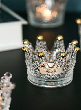 ins浪漫电镀镂空铁艺蜡烛杯摆件