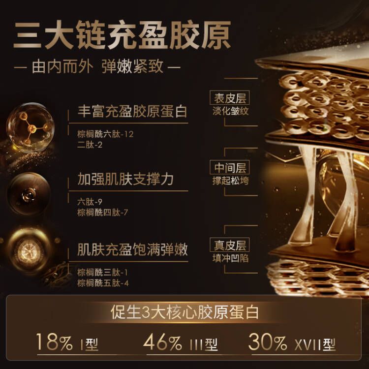 高姿黑金胶原蛋白面霜提拉紧致抗皱舒缓淡化细纹补水保湿官方正品