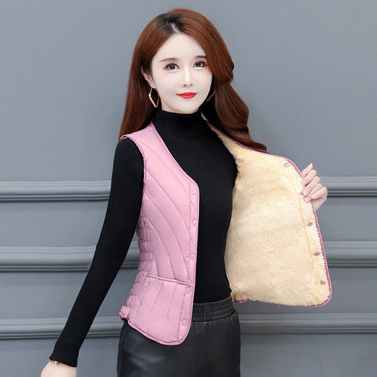 2025新款羽绒棉马甲女短款修身大码背心秋冬马夹外穿保暖坎肩内胆