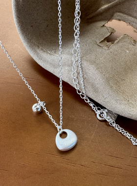s925纯银韩版ins风拉丝磨砂小银坨福袋光球小众设计女款项链