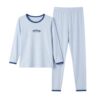 Girls' long-sleeved trousers pajamas children's ice silk home clothes boys' air-conditioned clothes medium and large children's autumn clothes and long trousers suits