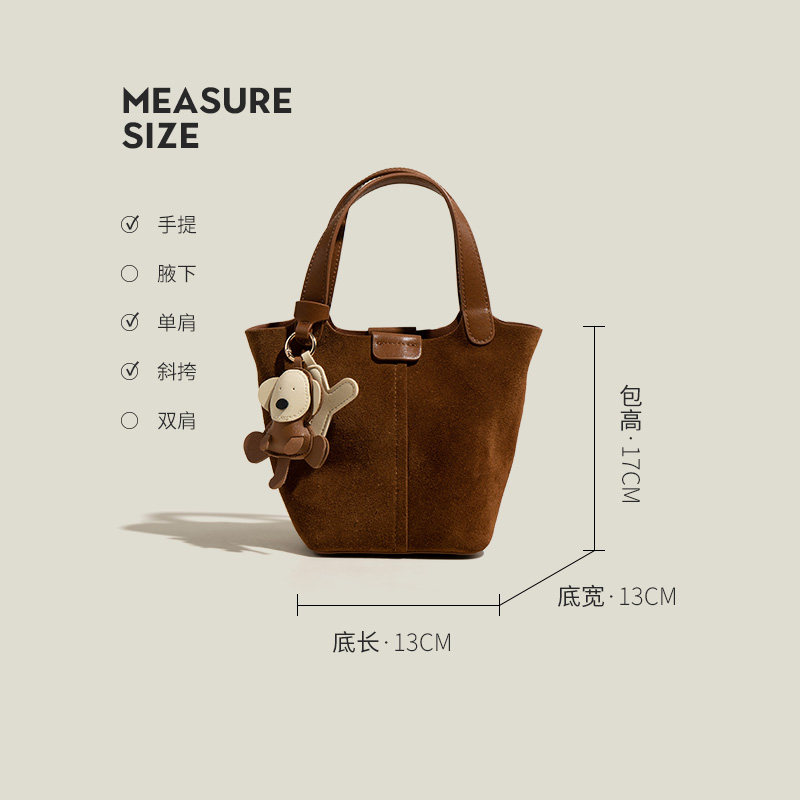 暮思小姐磨砂牛皮菜篮子包2024秋季新款百搭休闲单肩手提水桶包女,淘宝优惠券,粉丝福利购,淘宝优惠卷