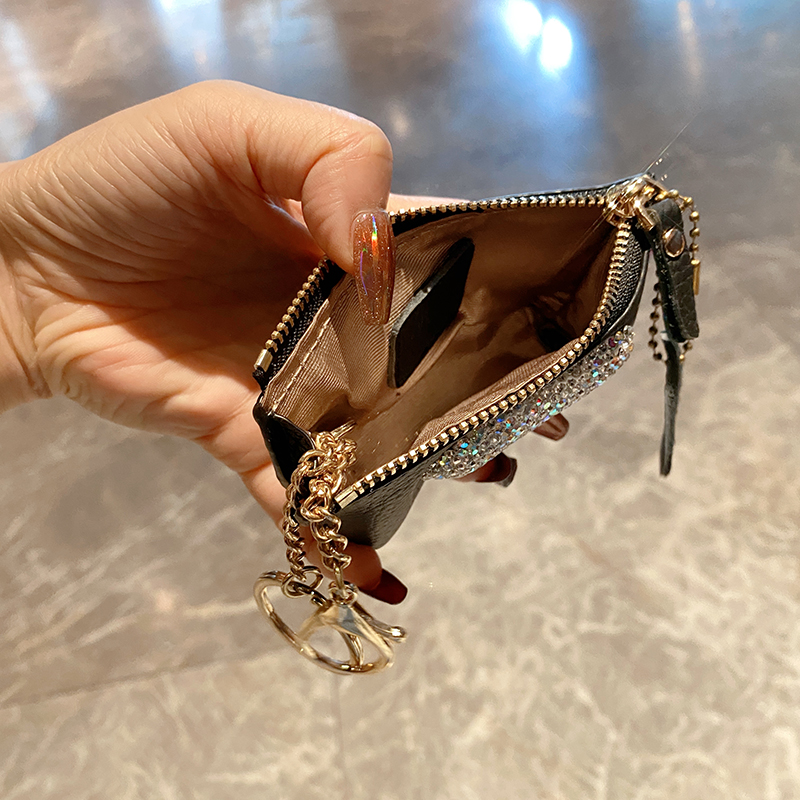 韩式ins爱心迷你零钱包高颜值镶钻旅行便携钥匙收纳卡包精致礼品 - 图2