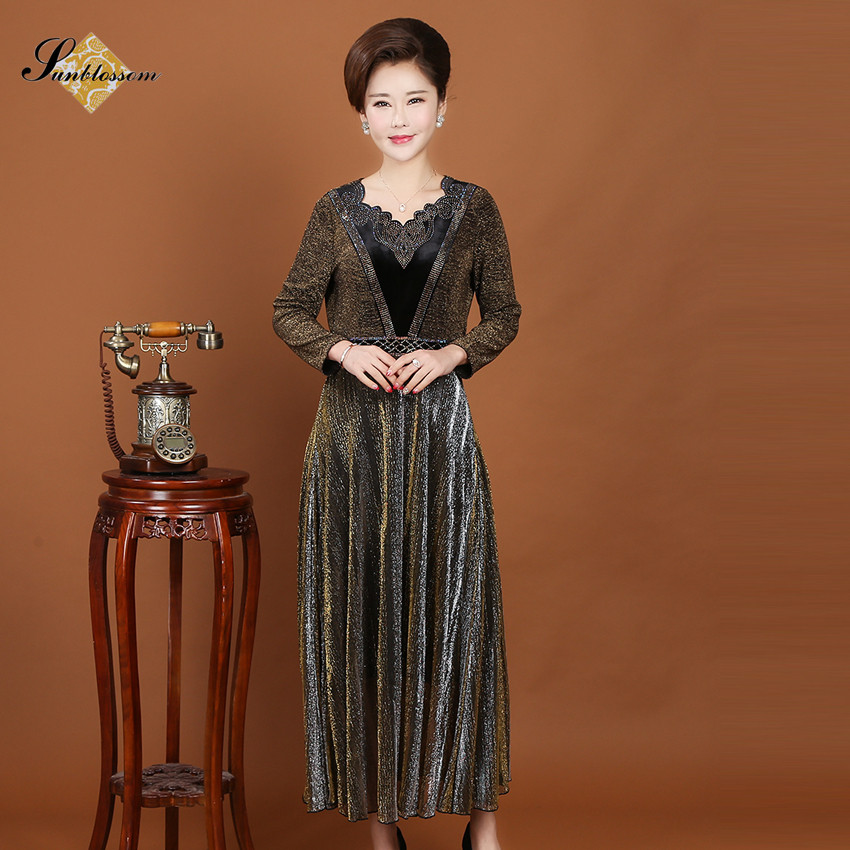 亏本清仓碧阳春夏中老年女装修身连衣裙妈妈装高档大摆宴会礼服裙