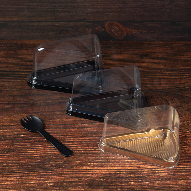 三角形蛋糕盒烘焙西点6寸8寸千层慕斯切块塑料透明包装盒子加厚盖 - 图1