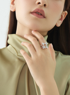 JudyCollins花簇开口戒指女