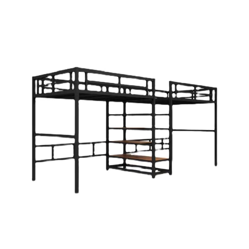 铁艺高架床双拼接小户型高架床上下铺多功能简约楼阁床省空间铁床-图3