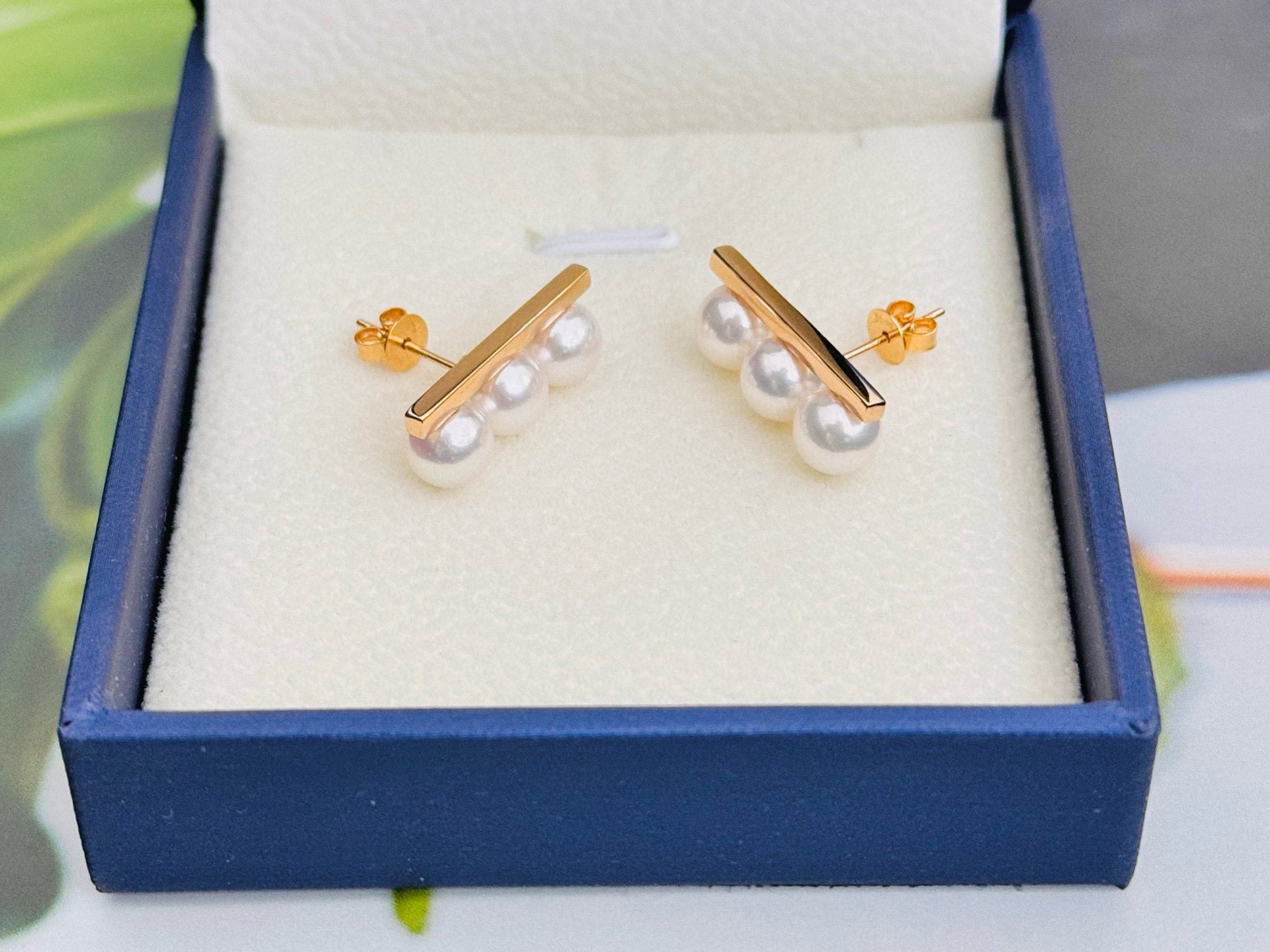 平衡款耳钉，加厚18K玫瑰金，正圆无瑕akoya5-6mm,淘宝优惠券,粉丝福利购,淘宝优惠卷