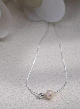 A·S《人鱼的眼泪》气质极简风淡水珍珠项链韩系简约银质锁骨链