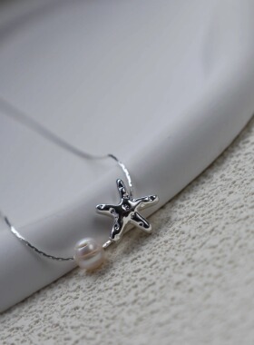 A·S《人鱼的眼泪》气质极简风手工银质海星珍珠项链韩系锁骨链