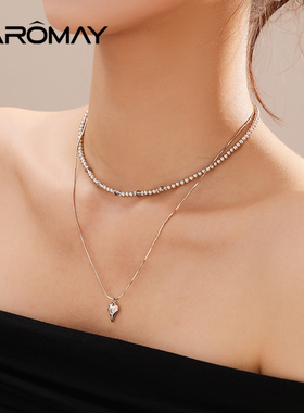 卡洛美珠光叠恋项链女小众轻奢高级感叠戴锁骨链新款颈链秋冬配饰