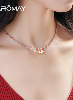 卡洛美蜜境摇摇马项链女复古小众气质锁骨链【马到成功】简约颈链