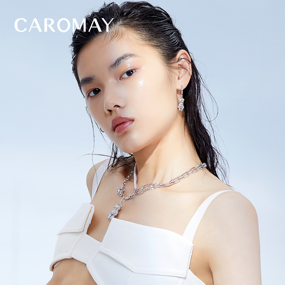 网红小众锁骨链个姓吊坠 设计师款星吉熊拼接双层项链女 CAROMAY ins 网红小众锁骨链个姓吊坠 设计师款星吉熊拼接双层项链女 CAROMAY ins