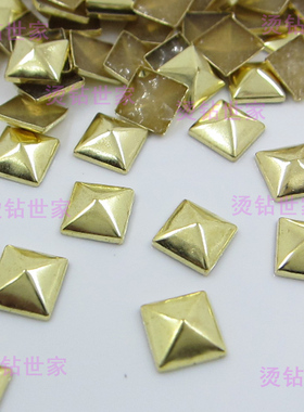 方块金色复古牛仔裤烫钻