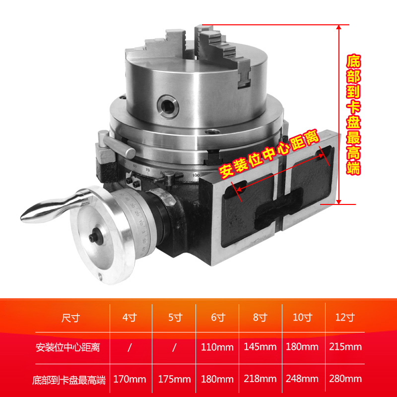 铣床万能分度盘分度头工作台立卧回转盘旋转台手摇电动转盘夹具 - 图2
