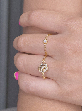 ins叠搭罗盘贝母软链戒指